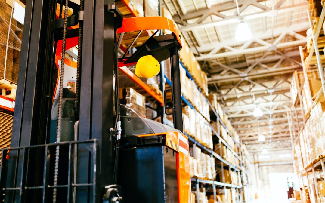 Picture of forklift machine parked in warehouse