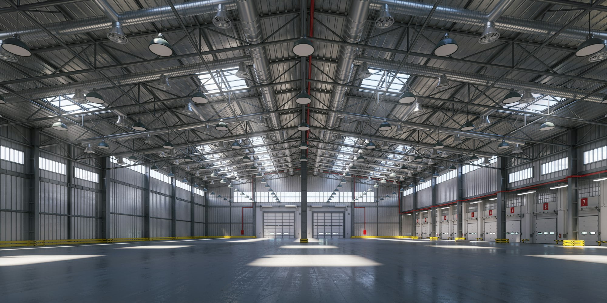 Empty warehouse or storehouse in daylight.